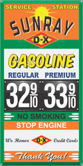 SUNRAY DX GAS STATION GAS PRICE PER GALLON SERVICE STATION GASOLINE OLD SIGN REMAKE ALUMINUM CLAD SIGN VARIOUS SIZES