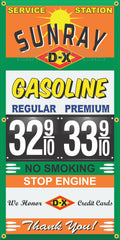 SUNRAY DX GAS STATION GAS PRICE PER GALLON VINTAGE OLD SIGN REMAKE BANNER SIGN ART MURAL VARIOUS SIZES