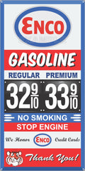 ENCO GAS STATION GAS PRICE PER GALLON SERVICE STATION GASOLINE OLD SIGN REMAKE ALUMINUM CLAD SIGN VARIOUS SIZES