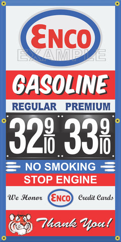 ENCO GAS STATION GAS PRICE PER GALLON VINTAGE OLD SIGN REMAKE BANNER SIGN ART MURAL VARIOUS SIZES