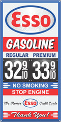 ESSO GAS STATION GAS PRICE PER GALLON SERVICE STATION GASOLINE OLD SIGN REMAKE ALUMINUM CLAD SIGN VARIOUS SIZES