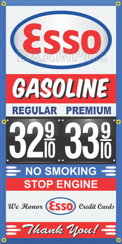 ESSO GAS STATION GAS PRICE PER GALLON VINTAGE OLD SIGN REMAKE BANNER SIGN ART MURAL VARIOUS SIZES