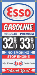 ESSO GAS STATION GAS PRICE PER GALLON VINTAGE OLD SIGN REMAKE BANNER SIGN ART MURAL VARIOUS SIZES