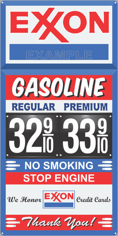 EXXON GAS STATION GAS PRICE PER GALLON SERVICE STATION GASOLINE OLD SIGN REMAKE ALUMINUM CLAD SIGN VARIOUS SIZES