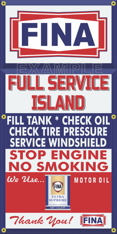 FINA GAS STATION FULL SERVICE ISLAND VINTAGE OLD SIGN REMAKE BANNER SIGN ART MURAL VARIOUS SIZES