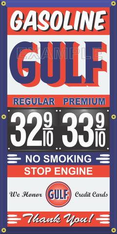 GULF GAS STATION GAS PRICE PER GALLON VINTAGE OLD SIGN REMAKE BANNER SIGN ART MURAL VARIOUS SIZES