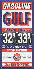 GULF GAS STATION GAS PRICE PER GALLON VINTAGE OLD SIGN REMAKE BANNER SIGN ART MURAL VARIOUS SIZES