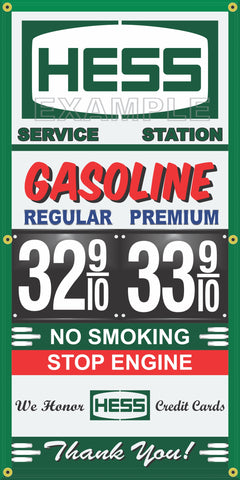 HESS GAS STATION GAS PRICE PER GALLON VINTAGE OLD SIGN REMAKE BANNER SIGN ART MURAL VARIOUS SIZES