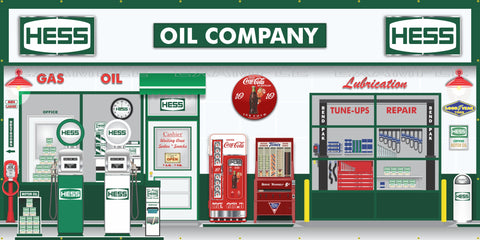 HESS OLD GAS PUMP GAS STATION SCENE WALL MURAL SIGN BANNER GARAGE ART VARIOUS SIZES