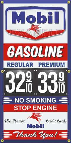 MOBIL OIL GAS STATION GAS PRICE PER GALLON VINTAGE OLD SIGN REMAKE BANNER SIGN ART MURAL VARIOUS SIZES