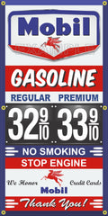 MOBIL OIL GAS STATION GAS PRICE PER GALLON VINTAGE OLD SIGN REMAKE BANNER SIGN ART MURAL VARIOUS SIZES