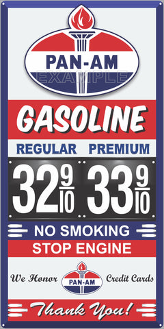PAN-AM GAS STATION GAS PRICE PER GALLON SERVICE STATION GASOLINE OLD SIGN REMAKE ALUMINUM CLAD SIGN VARIOUS SIZES