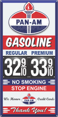 PAN-AM GAS STATION GAS PRICE PER GALLON SERVICE STATION GASOLINE OLD SIGN REMAKE ALUMINUM CLAD SIGN VARIOUS SIZES