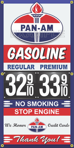 PAN-AM GAS STATION GAS PRICE PER GALLON VINTAGE OLD SIGN REMAKE BANNER SIGN ART MURAL VARIOUS SIZES