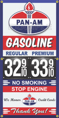 PAN-AM GAS STATION GAS PRICE PER GALLON VINTAGE OLD SIGN REMAKE BANNER SIGN ART MURAL VARIOUS SIZES
