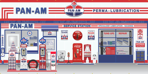 PAN AM OLD GAS PUMP GAS STATION SCENE WALL MURAL SIGN BANNER GARAGE ART VARIOUS SIZES