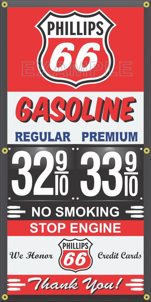 PHILLIPS 66 GAS STATION GAS PRICE PER GALLON VINTAGE OLD SIGN REMAKE BANNER SIGN ART MURAL VARIOUS SIZES