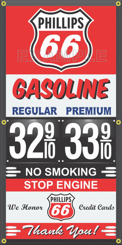 PHILLIPS 66 GAS STATION GAS PRICE PER GALLON VINTAGE OLD SIGN REMAKE BANNER SIGN ART MURAL VARIOUS SIZES