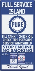 PURE OIL GAS FULL SERVICE ISLAND GAS STATION SERVICE GASOLINE OLD SIGN REMAKE ALUMINUM CLAD SIGN VARIOUS SIZES