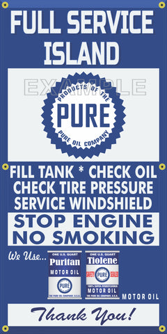 PURE OIL GAS STATION FULL SERVICE ISLAND VINTAGE OLD SIGN REMAKE BANNER SIGN ART MURAL VARIOUS SIZES
