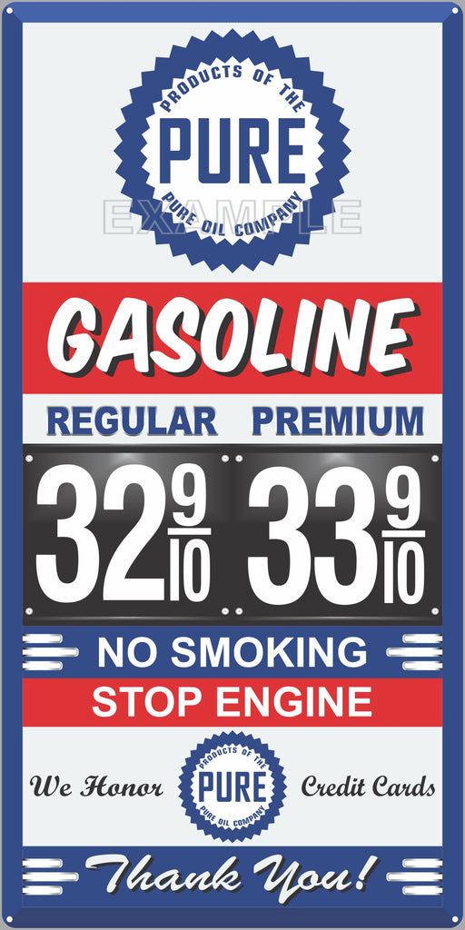 PURE OIL GAS STATION GAS PRICE PER GALLON SERVICE STATION GASOLINE OLD SIGN REMAKE ALUMINUM CLAD SIGN VARIOUS SIZES