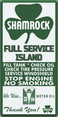 SHAMROCK GAS FULL SERVICE ISLAND GAS STATION SERVICE GASOLINE OLD SIGN REMAKE ALUMINUM CLAD SIGN VARIOUS SIZES