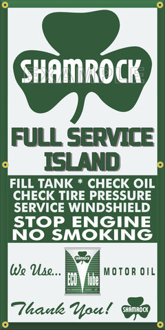SHAMROCK GAS STATION FULL SERVICE ISLAND VINTAGE OLD SIGN REMAKE BANNER SIGN ART MURAL VARIOUS SIZES