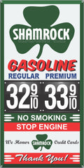 SHAMROCK GAS PRICE PER GALLON GAS STATION SERVICE GASOLINE OLD SIGN REMAKE ALUMINUM CLAD SIGN VARIOUS SIZES