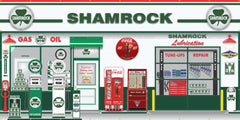 SHAMROCK OLD GAS PUMP GAS STATION SCENE WALL MURAL SIGN BANNER GARAGE ART VARIOUS SIZES