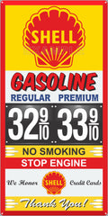 SHELL GAS STATION GAS PRICE PER GALLON SERVICE STATION GASOLINE OLD SIGN REMAKE ALUMINUM CLAD SIGN VARIOUS SIZES