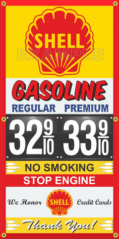 SHELL GAS STATION GAS PRICE PER GALLON VINTAGE OLD SIGN REMAKE BANNER SIGN ART MURAL VARIOUS SIZES