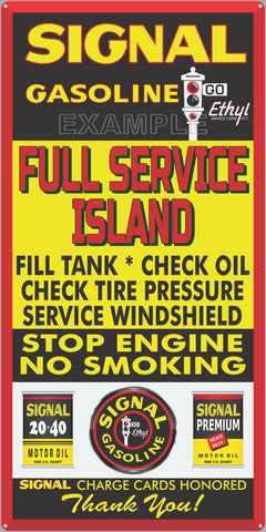 SIGNAL GAS FULL SERVICE ISLAND GAS STATION SERVICE GASOLINE OLD SIGN REMAKE ALUMINUM CLAD SIGN VARIOUS SIZES