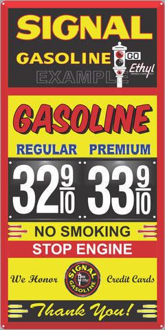 SIGNAL GAS STATION GAS PRICE PER GALLON SERVICE STATION GASOLINE OLD SIGN REMAKE ALUMINUM CLAD SIGN VARIOUS SIZES
