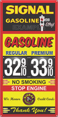 SIGNAL GAS STATION GAS PRICE PER GALLON SERVICE STATION GASOLINE OLD SIGN REMAKE ALUMINUM CLAD SIGN VARIOUS SIZES