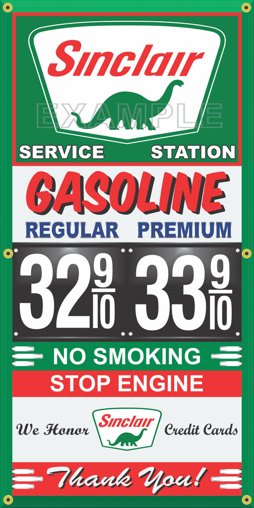 SINCLAIR GAS STATION GAS PRICE PER GALLON VINTAGE OLD SIGN REMAKE BANNER SIGN ART MURAL VARIOUS SIZES