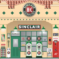 SINCLAIR SQUARE SHAPED ART DECO STYLE OLD GAS PUMP GAS STATION DEALER SERVICE SCENE WALL MURAL SIGN BANNER GARAGE ART VARIOUS SIZES