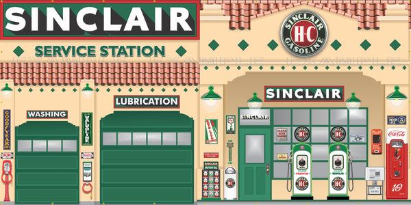 SINCLAIR ART DECO STYLE OLD GAS PUMP GAS STATION DEALER SERVICE SCENE WALL MURAL SIGN BANNER GARAGE ART VARIOUS SIZES