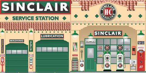 SINCLAIR ART DECO STYLE OLD GAS PUMP GAS STATION DEALER SERVICE SCENE WALL MURAL SIGN BANNER GARAGE ART VARIOUS SIZES