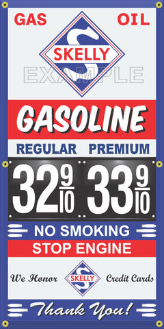 SKELLY GAS STATION GAS PRICE PER GALLON VINTAGE OLD SIGN REMAKE BANNER SIGN ART MURAL VARIOUS SIZES