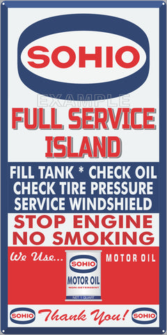 SOHIO GAS FULL SERVICE ISLAND GAS STATION SERVICE GASOLINE OLD SIGN REMAKE ALUMINUM CLAD SIGN VARIOUS SIZES
