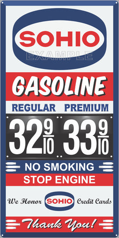 SOHIO GAS STATION GAS PRICE PER GALLON SERVICE STATION GASOLINE OLD SIGN REMAKE ALUMINUM CLAD SIGN VARIOUS SIZES