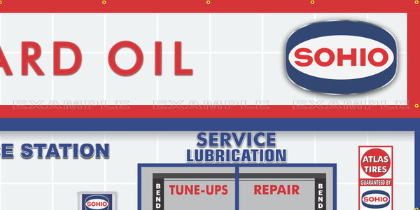 SOHIO STANDARD OIL OLD GAS PUMP GAS STATION SCENE WALL MURAL SIGN BANNER GARAGE ART VARIOUS SIZES