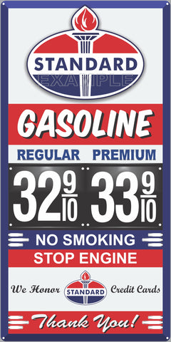 STANDARD OIL GAS STATION GAS PRICE PER GALLON SERVICE STATION GASOLINE OLD SIGN REMAKE ALUMINUM CLAD SIGN VARIOUS SIZES