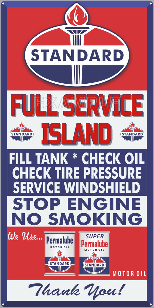 STANDARD OIL GAS FULL SERVICE ISLAND GAS STATION SERVICE GASOLINE OLD SIGN REMAKE ALUMINUM CLAD SIGN VARIOUS SIZES