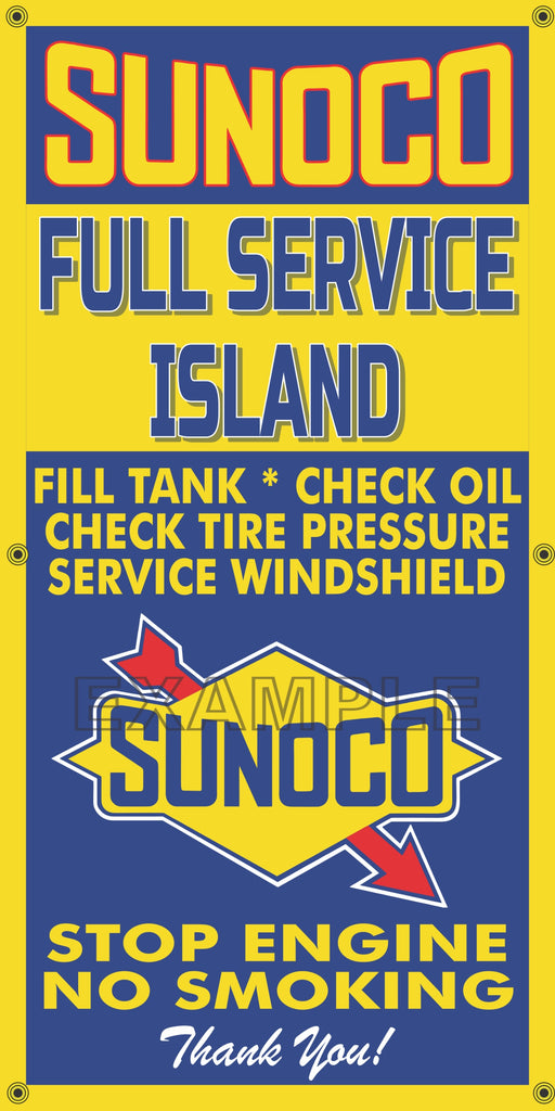 SUNOCO GAS STATION FULL SERVICE ISLAND VINTAGE OLD SIGN REMAKE BANNER SIGN ART MURAL VARIOUS SIZES