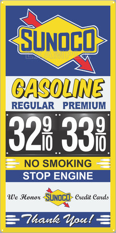 SUNOCO GAS STATION GAS PRICE PER GALLON SERVICE STATION GASOLINE OLD SIGN REMAKE ALUMINUM CLAD SIGN VARIOUS SIZES