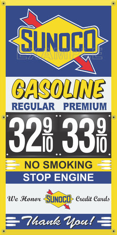 SUNOCO GAS STATION GAS PRICE PER GALLON VINTAGE OLD SIGN REMAKE BANNER SIGN ART MURAL VARIOUS SIZES