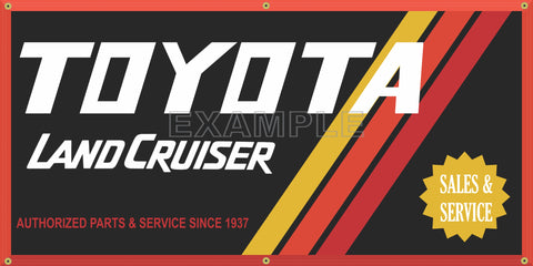 TOYOTA LAND CRUISER AUTHORIZED SALES SERVICE CENTER DEALER VINTAGE OLD SCHOOL SIGN REMAKE BANNER SIGN ART MURAL 2' X 4'/3' X 6'