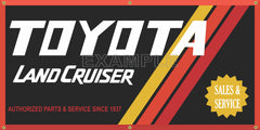 TOYOTA LAND CRUISER AUTHORIZED SALES SERVICE CENTER DEALER VINTAGE OLD SCHOOL SIGN REMAKE BANNER SIGN ART MURAL 2' X 4'/3' X 6'