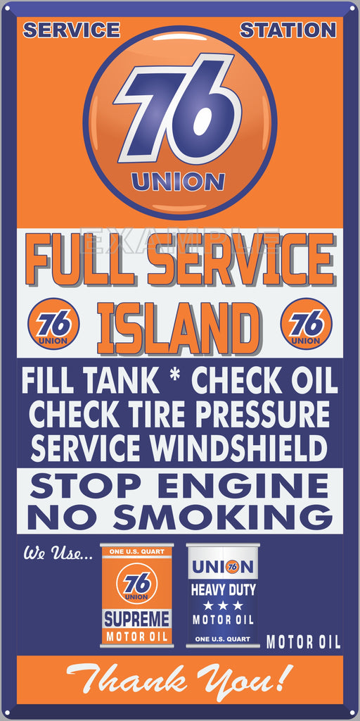UNION 76 GAS FULL SERVICE ISLAND GAS STATION SERVICE GASOLINE OLD SIGN ...